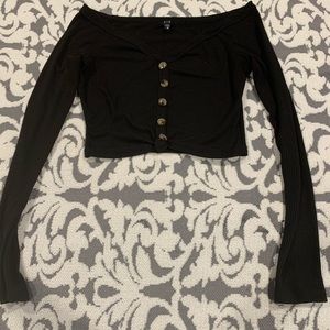 Black Sweater Crop Top